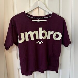 Umbro Purple Cropped Logo Tee – Size Small